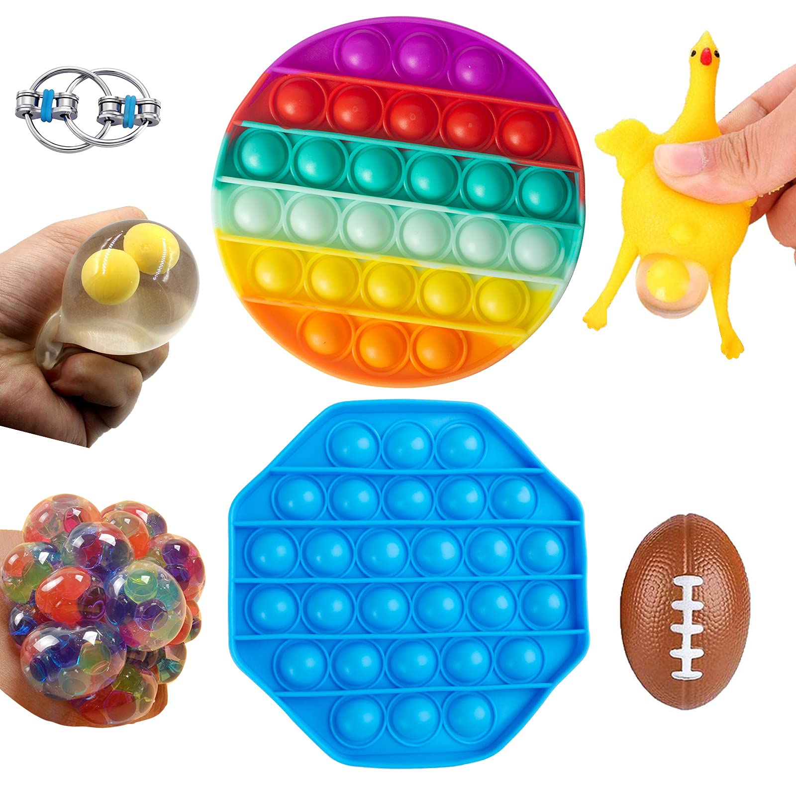 Buy Pop It Fidget Toys Set of 7 Pcs, Kedoxi Simple Dimple Sensory