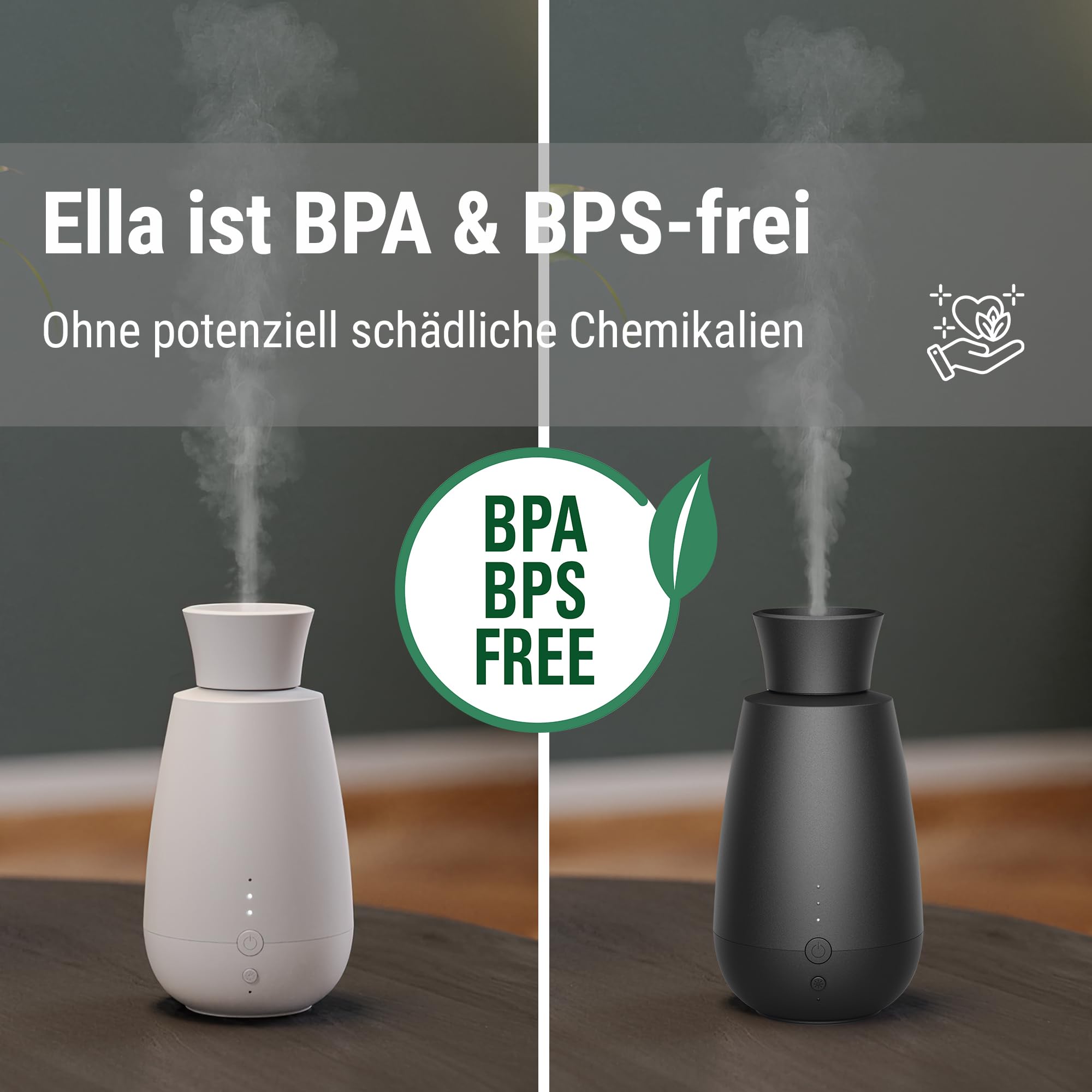Stadler Form Aroma Diffuser Ella, intelligentes Duft-Spray-System, für ätherische Öle, ohne Wasser, ohne Hitze, intensiver Duft, kabellos, Licht-Sensor, einfache Handhabung, weiß