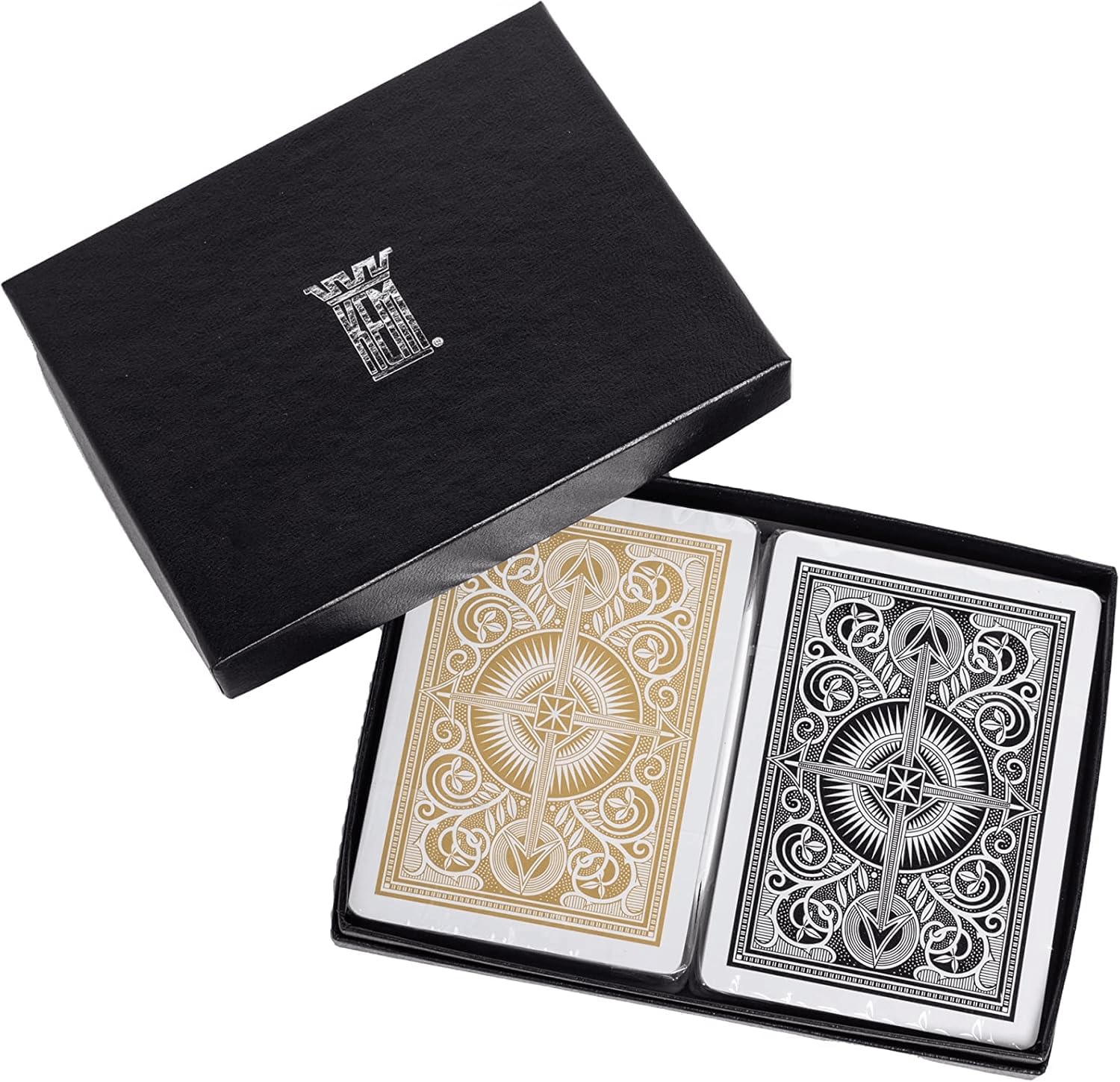 KEM Arrow Black & Gold Wide Jumbo Index. Set de 2 Barajas de Cartas de Poker Calidad profesinal. Indice Jumbo