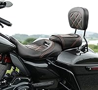 Vista 26 de TCT-MOTORPARTS Asiento de Conductor y Pasajero de Perfil Bajo con Almohadilla de Respaldo de Conductor para Harley Touring Road King 2009-2023