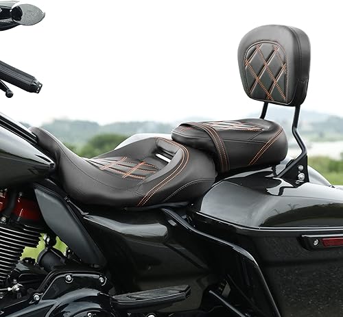 Miniatura 27 de TCT-MOTORPARTS Driver Rider - Almohadilla de respaldo para Harley Touring Road King Street Road Electra Glide Ultra 2009-2023, costuras negras