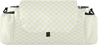 Kigai Universal Baby Stroller Organizer, Yellow Pattern Detachable Stroller Caddy Accessories Bag with Insulated Cup Holder and Adjustable Straps for Diaper, Phone, Toys