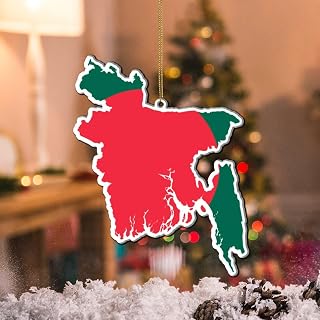 Bangladesh Acrylic Christmas Ornaments Keepsake City Souvenir Xmas Tree Ornament Bangladesh Contour Country Flag Christmas Party Supplies Housewarming Gift