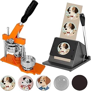 2.25in Button Maker Kit - Create Custom Fridge Magnets & Badges with Press, Cutter & 100 Material Sets(Orange)