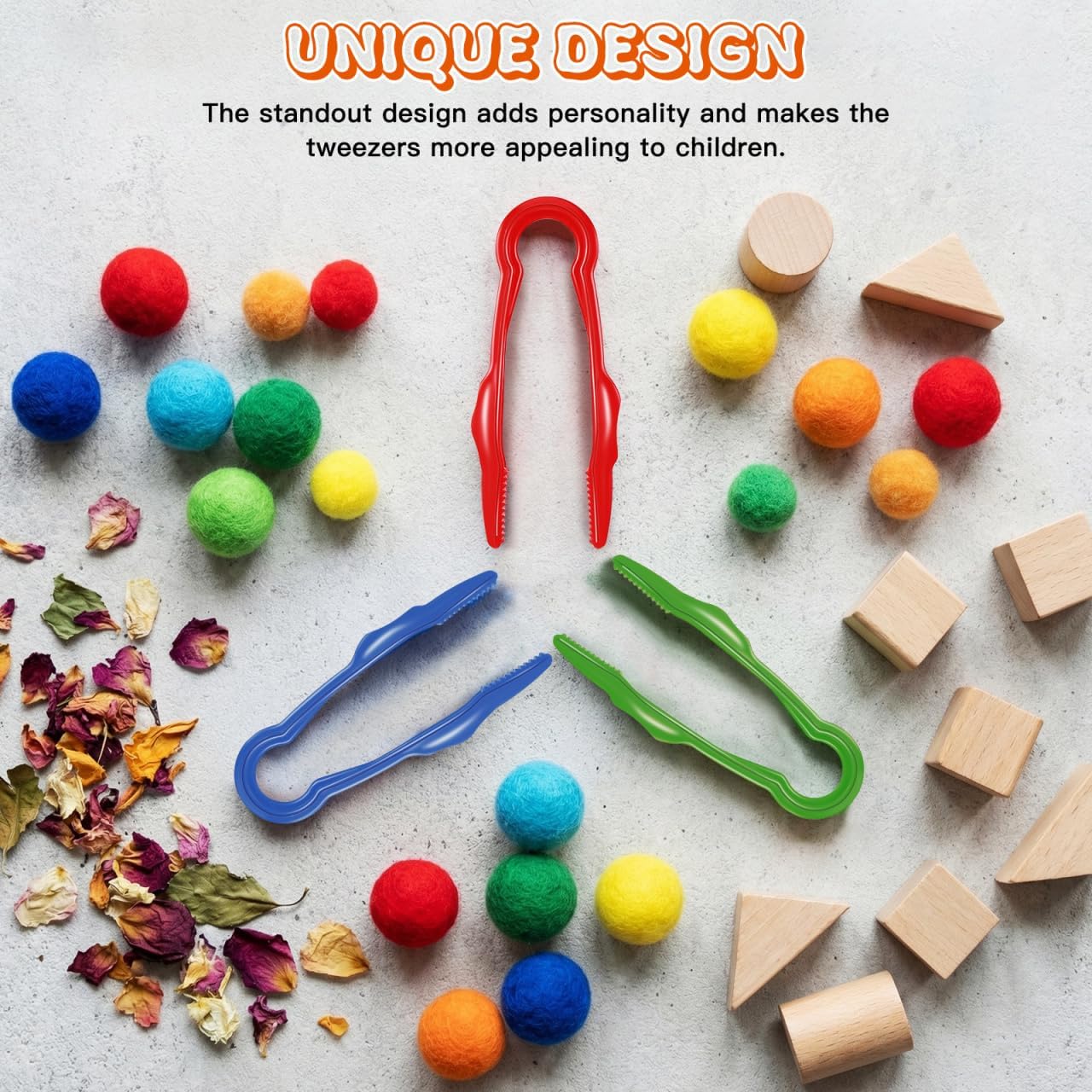 VOSAREA Kids Tweezers 6-Pack Fine Motor Plastic Tweezers for Sensory Play Toddler Training Outdoor Exploration Tools Clamps for Crafts and Beading image 5