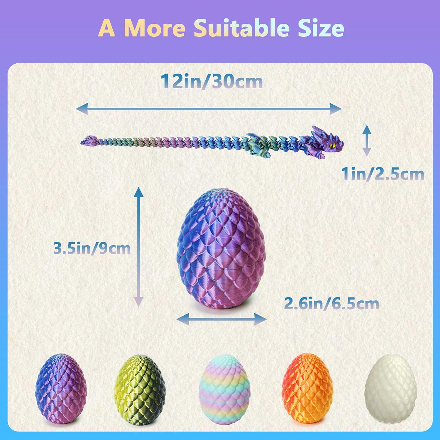 3D Printed Dragon Eggs with Dragon Inside, Easter Basket Essentials Stuffers, Mystery Crystal Dragon Easter Egg Fillers Toys, Articulated Fidget 3D Printed Animals, Surprise Gift - Image 3