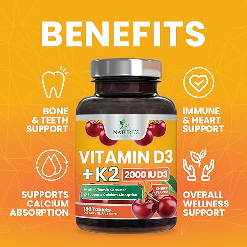 Miniatura 5 de Vitamina D3 K2 como MK-7 con 2000iu de D3 y 75mcg K2, vitamina K2 D3 suplementos de fuerza ósea que apoyan la absorción de calcio para la salud de