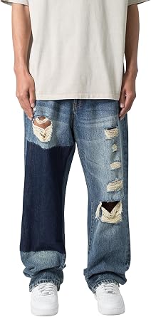 mnml Mens Mnml Mens Ultra Baggy One Knee Thrashed Denim