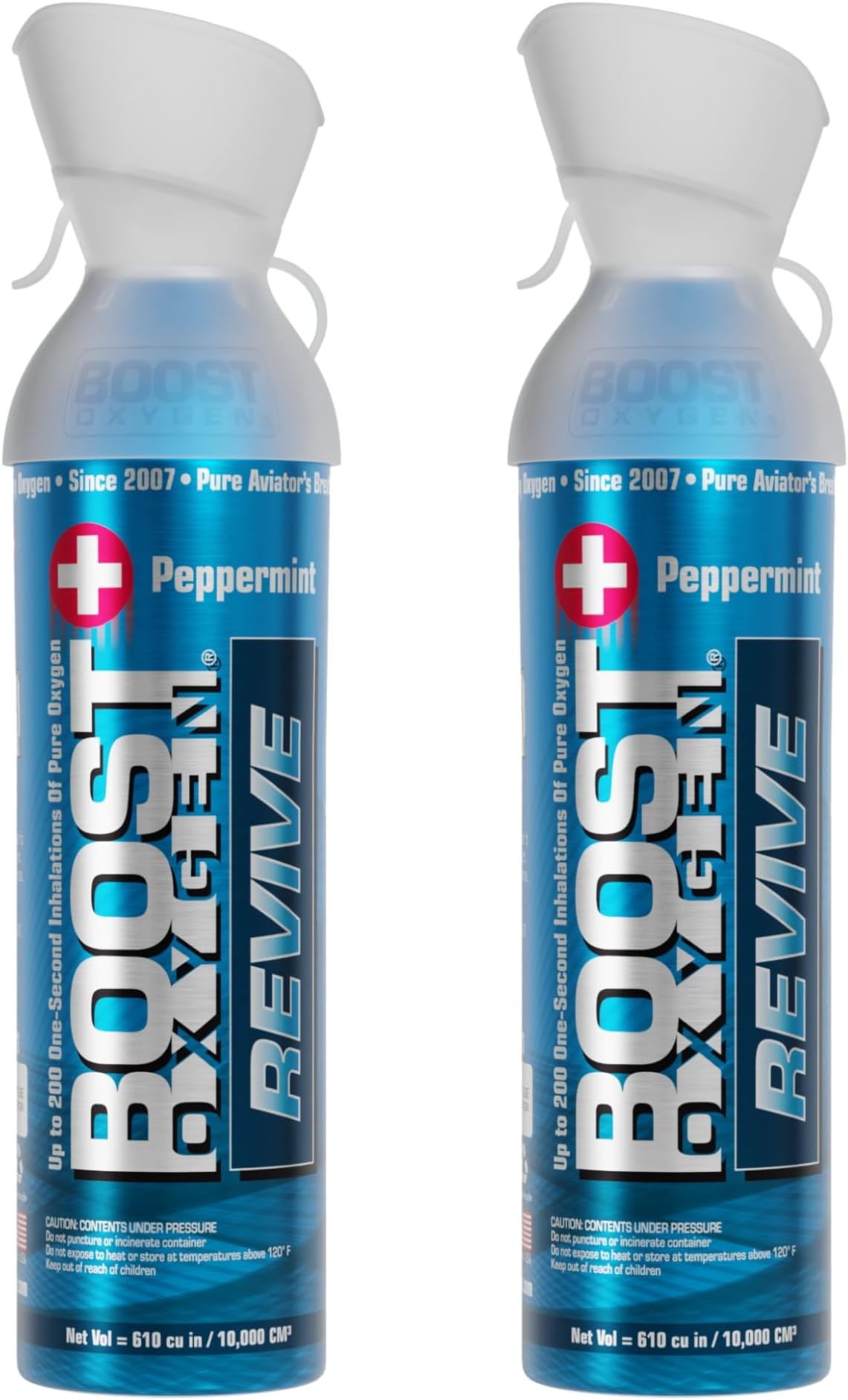 2 Pack Large 10-Liter Boost Oxygen Portable Pure Canned Natural Oxygen Canister Bottle for High Altitudes, Athletes, and More, Peppermint