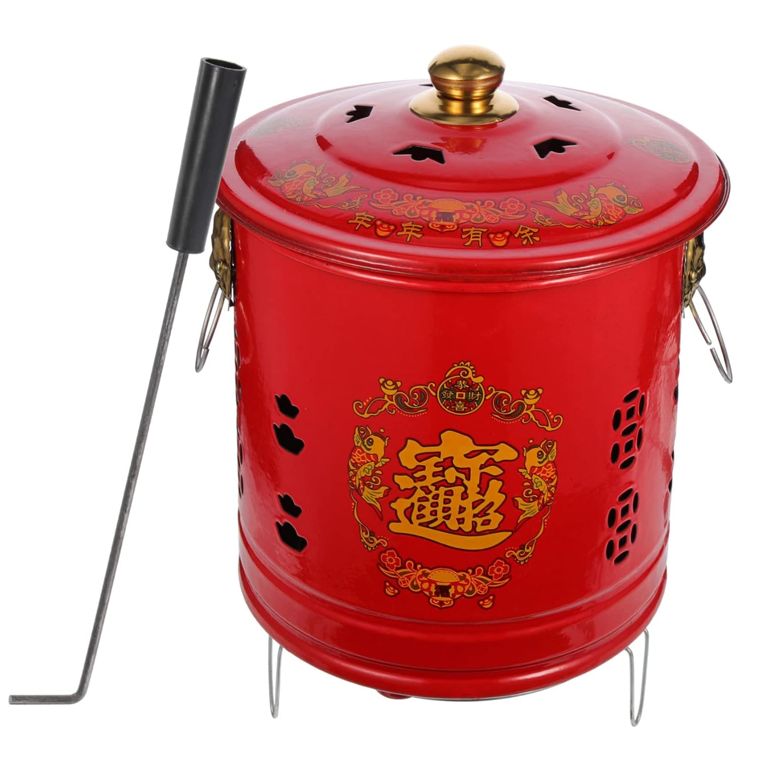 Happyyami Bucket Galvanized Trash Can Metal Garbage Can