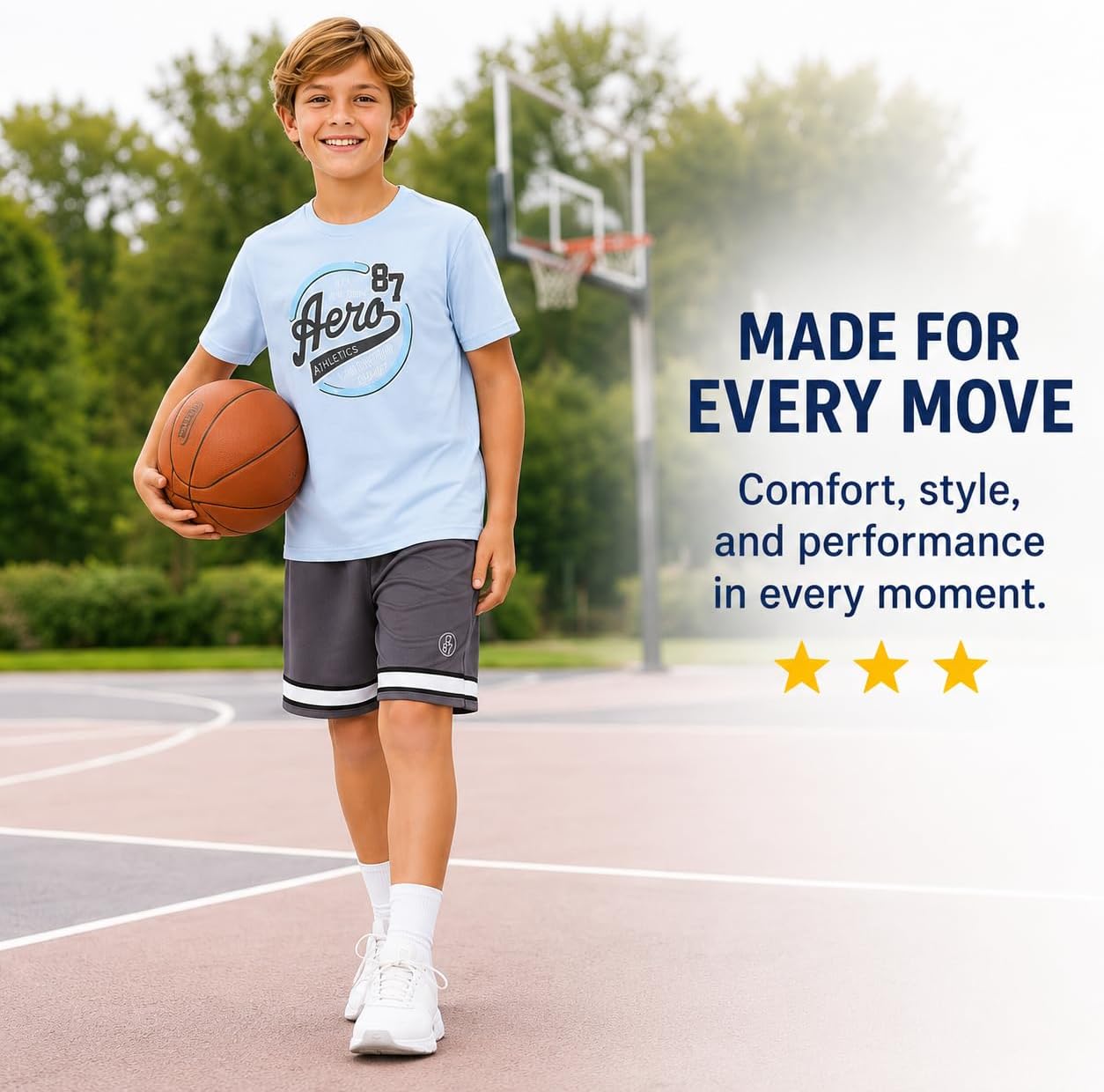 AEROPOSTALE Boys Shorts Set - 2 Piece Lightweight Short Sleeve Jersey T-Shirt and Mesh Shorts for Boys (Sizes: 8-12)