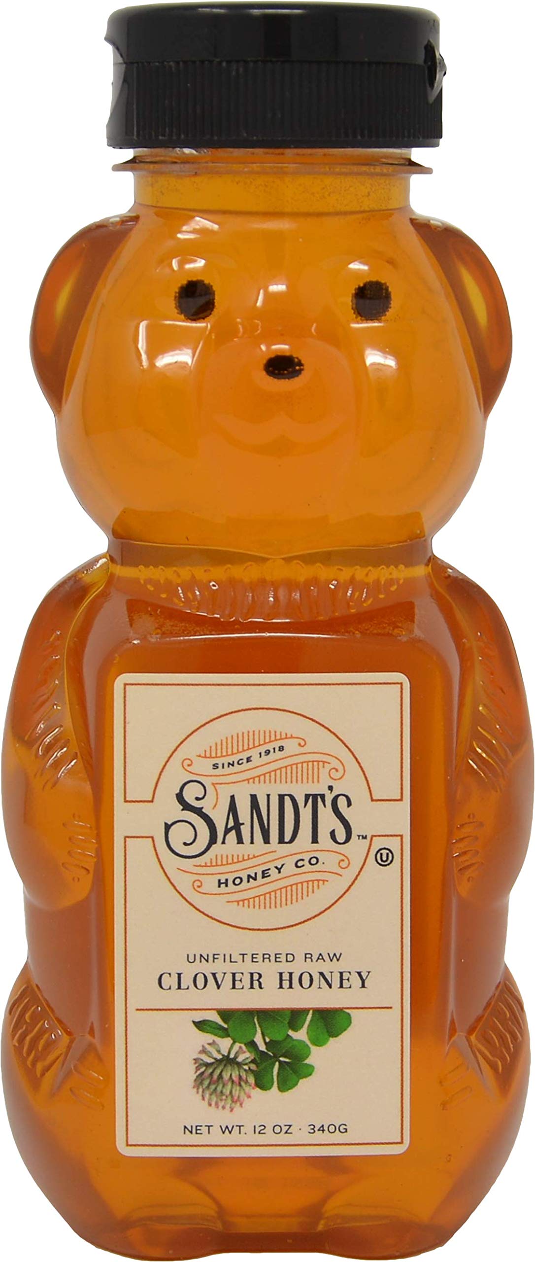 Sandt's Unfiltered Raw Pure Clover 12 Ounce Honey Bear (pack Of 6) With Magnet