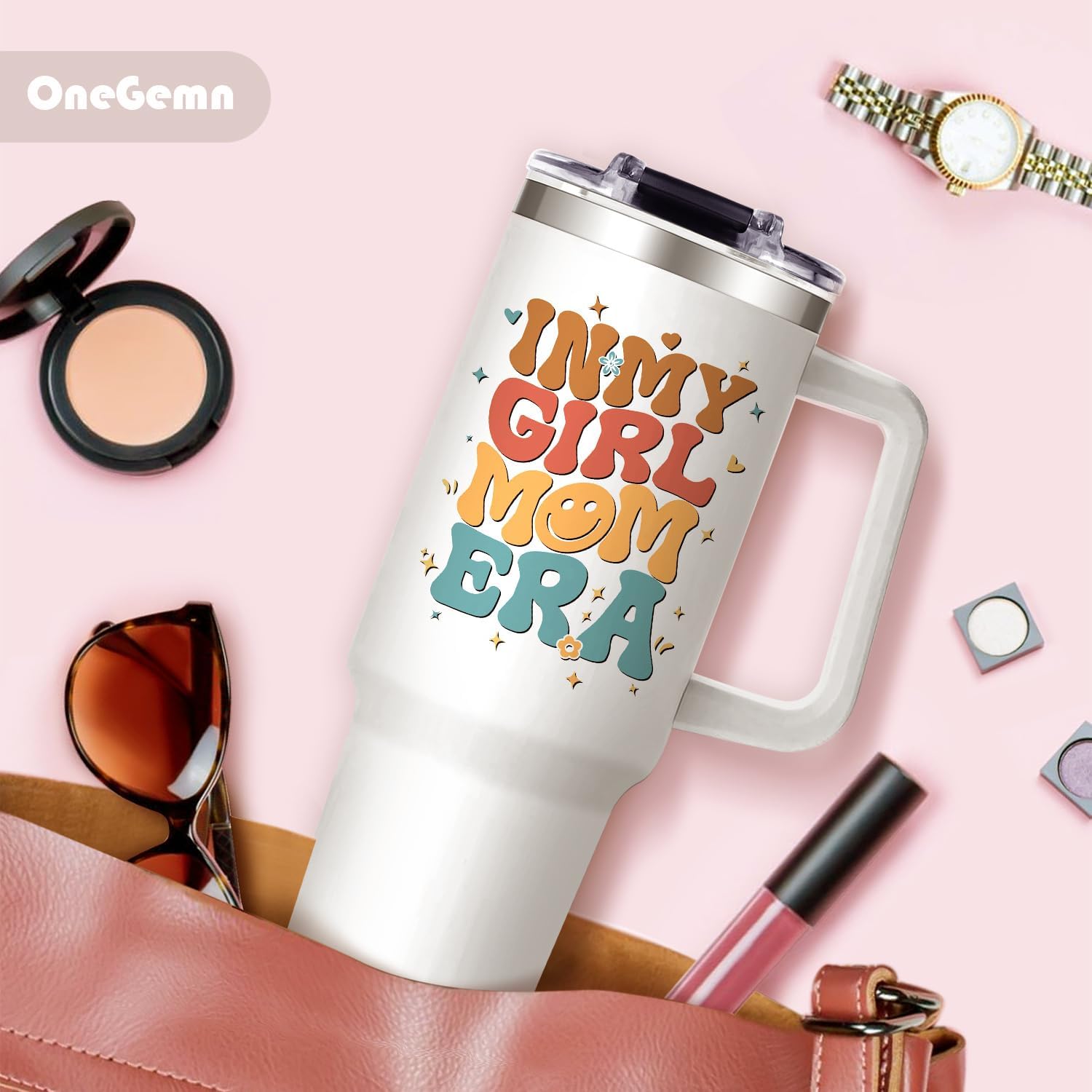 Girl Mom Tumbler with Handle, Girls Moms Gifts - 40 oz In My Girl Mom Tumbler with Straw and Lid - Girls Moms Drinking Cup Gifts for Female Mother Gift for Mothers Day Birthday Christmas - Image 5
