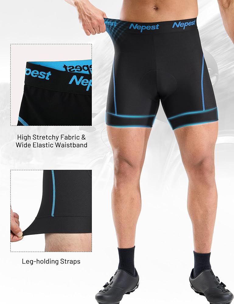 Short De Vélo Nepest Homme XL – Cuissard Rembourré Bleu – NEUF Avec Étiquettes