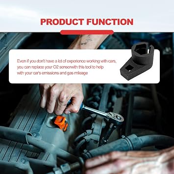 Offset Oxygen Sensor Socket - Automotive 3/8-Inch Drive by 7/8-Inch 22mm, Wire Gate Accesses Sensor from Side, Universal for Most Models of Cars Oxygen Sensor Offset Puller