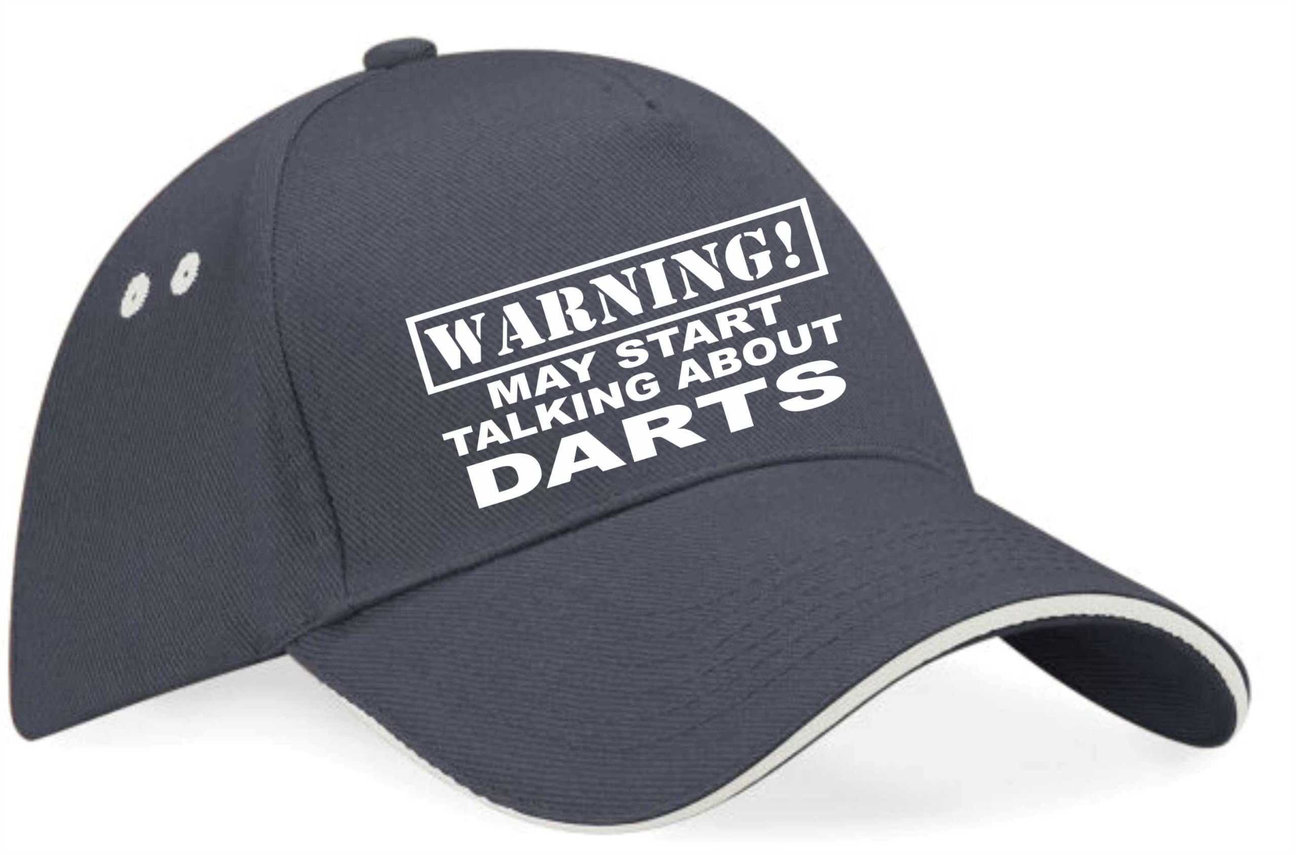 Print4u Unisex Grey Warning May Talk About Darts Baseball Cap Sport Lovers Gift Men & Ladies