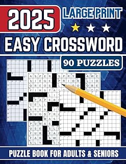 Large Print Easy Crossword Puzzle Book For Adults & Seniors: 90 Puzzles With Solutions For Relaxation and Brain Exercise