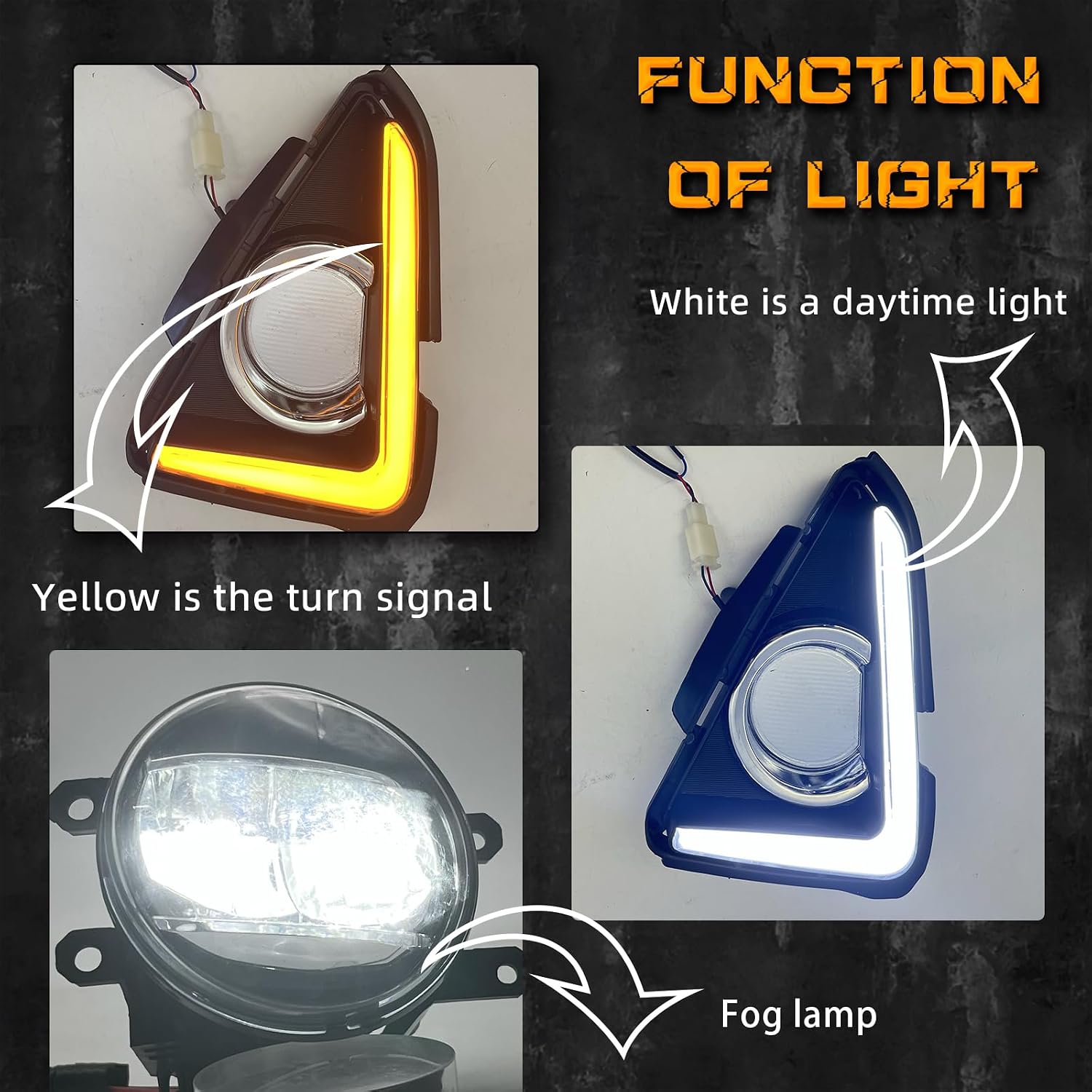 LED Fog Lights Bezels For 2016 2017 2018 RAV4 Fog Lamps With Daytime Running Lights And Turn Signal Lights Covers included LED Fog Lights And Switch Wiring Kit