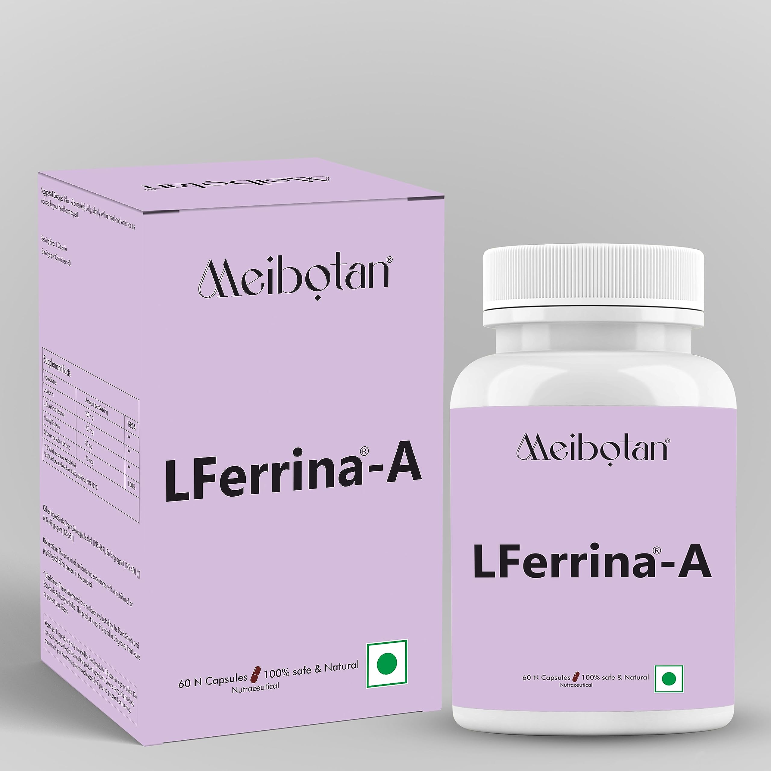 lactoferrin supplement with L-Glutathione Reduced for Men's & Women's Boosts Immunity,Enhance Nutrient Absorption,Reduces Cellular Damage,Promotes Skin Health - 60 Veg Capsules