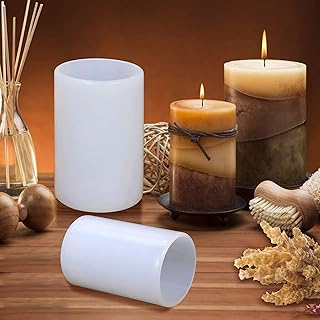 4 Pack Long Pillar Mold - Multiple Style Cylinder - Candle Silicone Wave...