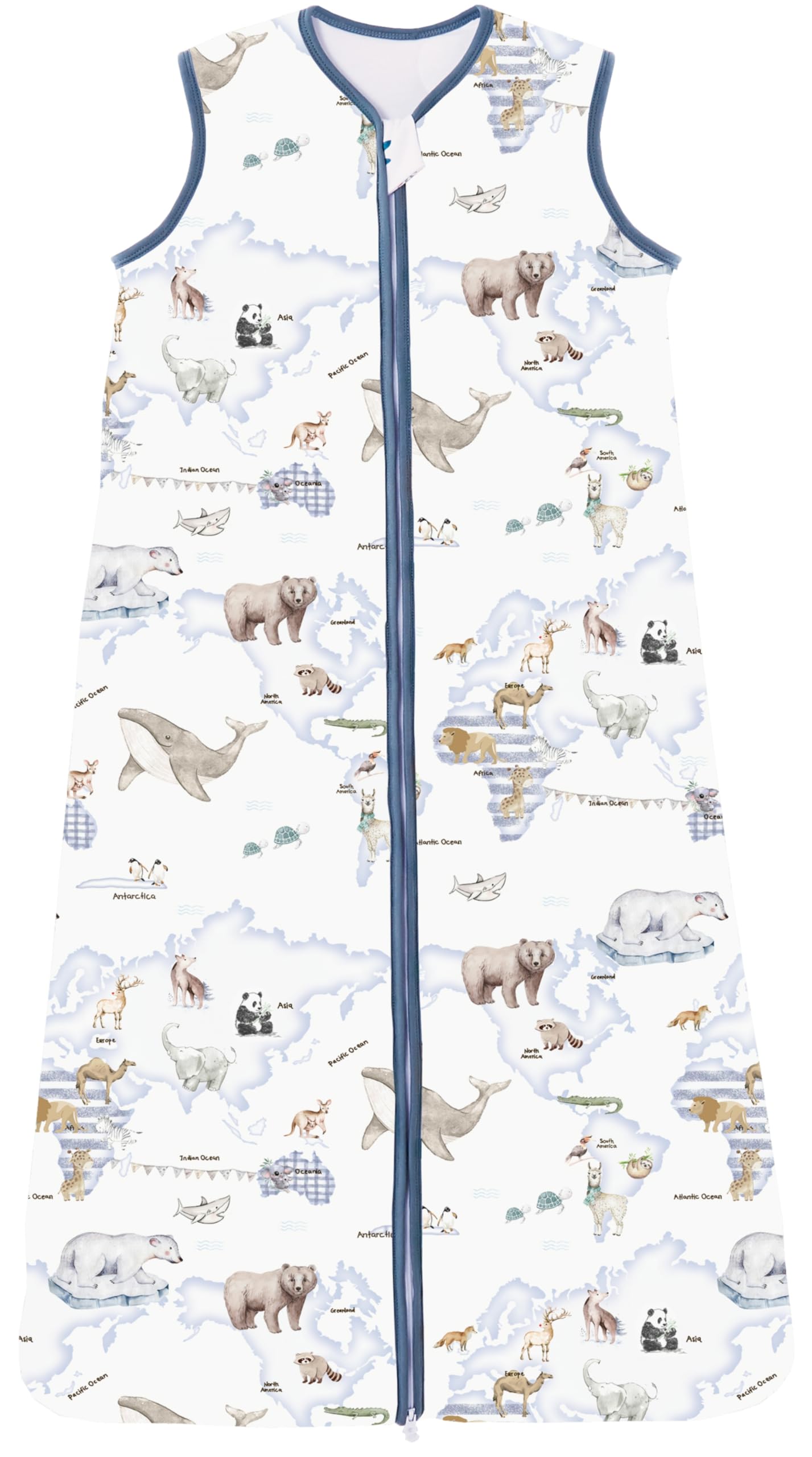 Chilsuessy Baby Sleeping Bag Toddler Sleeping Bag 2.5 tog 100% Cotton Nursery Bedding Kids Wearable Blanket Sleeping Sack for Infant Boys Girls, Animal Map, 90cm/1-2 Years — image 1