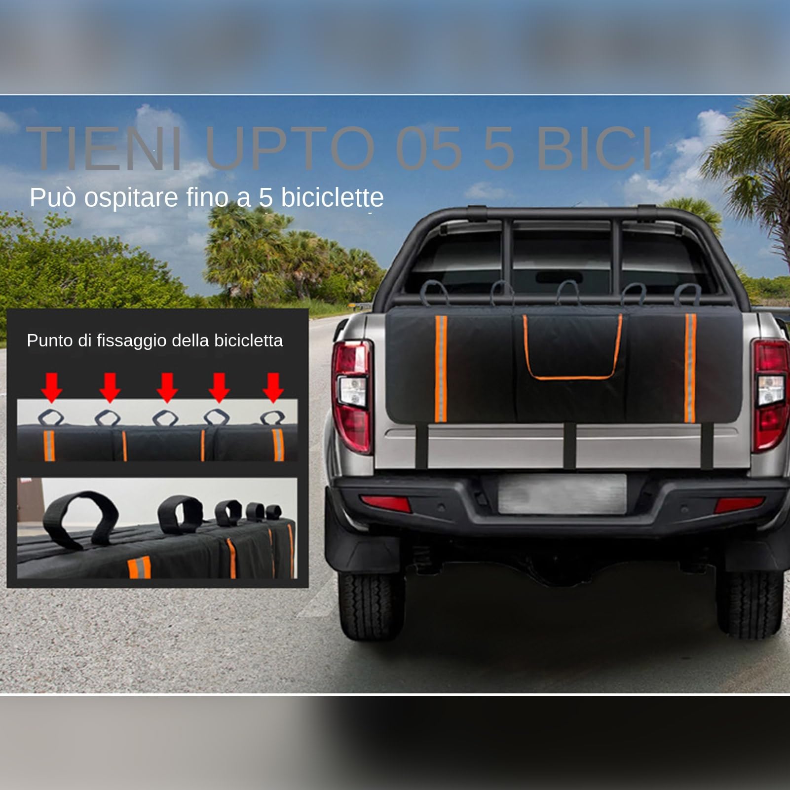 Pad bici da tailgate camion-supporto per biciclette, protezione per camion per impieghi pesanti, trasportatore di carrelli ciclistici | Copertura del portellone imbottita con cinghie di fissaggio, cus