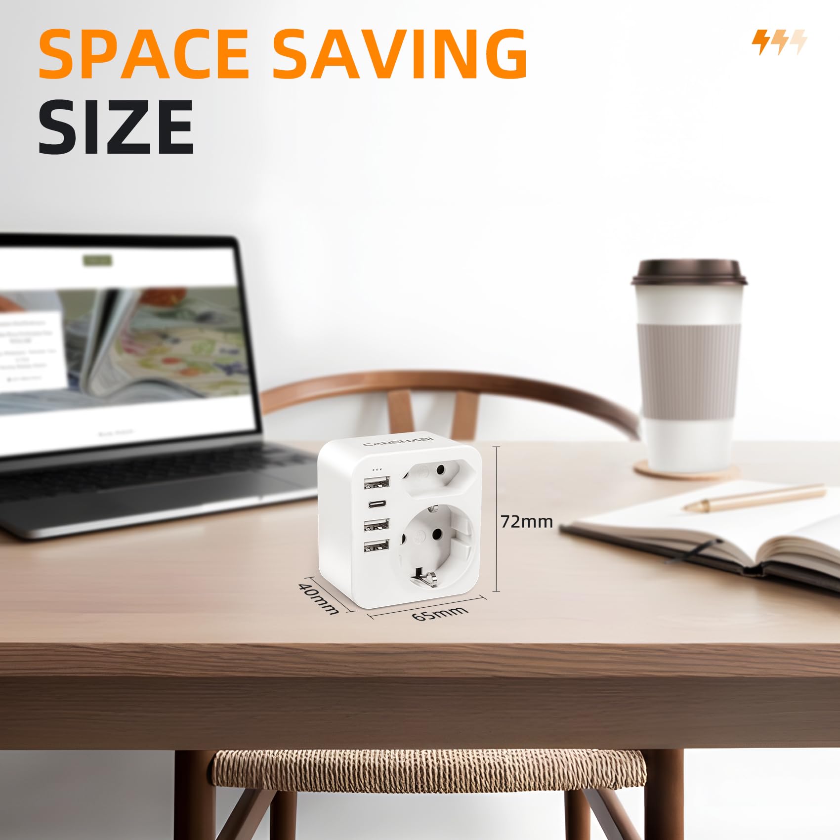 Carehabi Adapter wtyczki USA, adapter z Francji na USA z 3 USB-A i 1 USB-C, amerykański adapter wtyczkowy, adapter podróżny do USA, Kanady, Meksyku, Tajlandii, adapter typu B