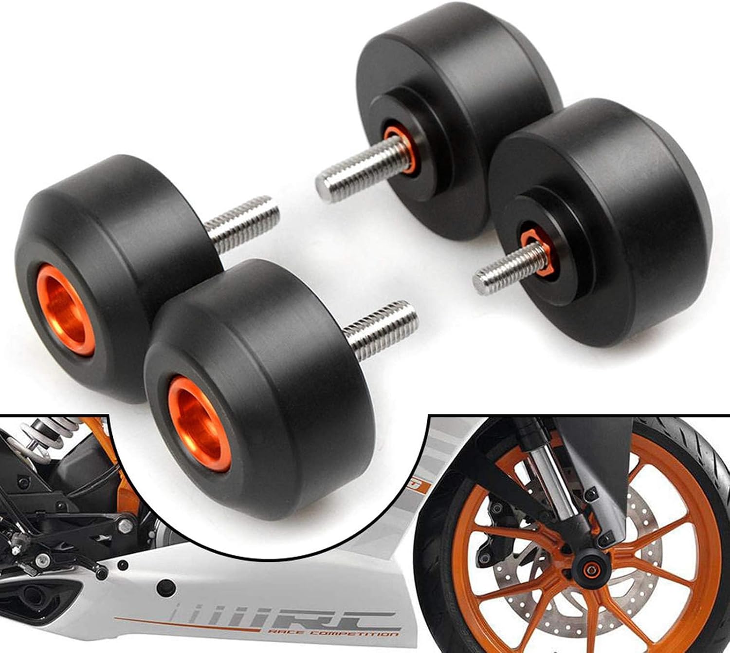 4 Pcs Motorcycle Front Rear Fork Wheel Frame Slider Crash Protector for Duke390 Duke125 Duke200 Duke250 RC 125 200 250 390