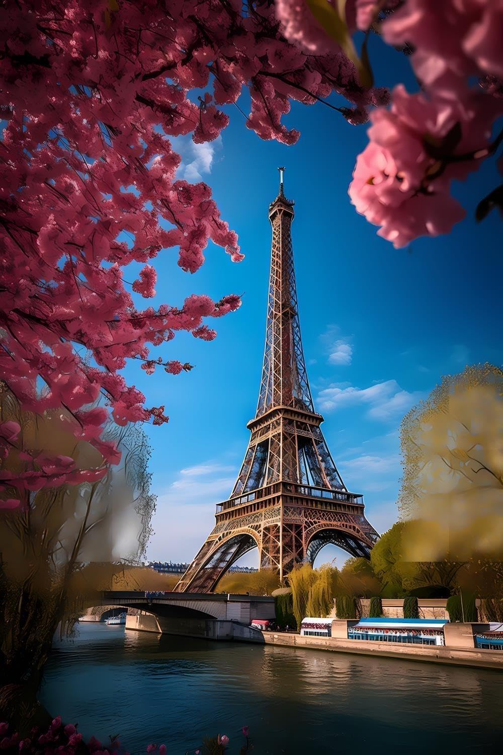 POEOIEX Natural Landscape Art Canvas Eiffel Tower in Paris in Autumn Diamond Painting Kit DIY 5D Full Round HD Picture Dot Art Craft Gift, Wall Decor Room Office Hangable 20x30 inch