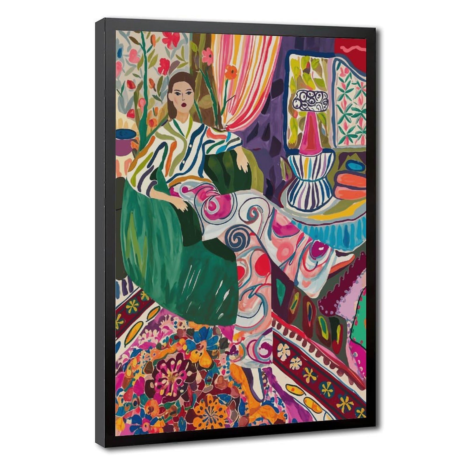 FDKLS Vibrant Floral And Swirl Patterns Poster Canvas Poster for Office Decor Gift