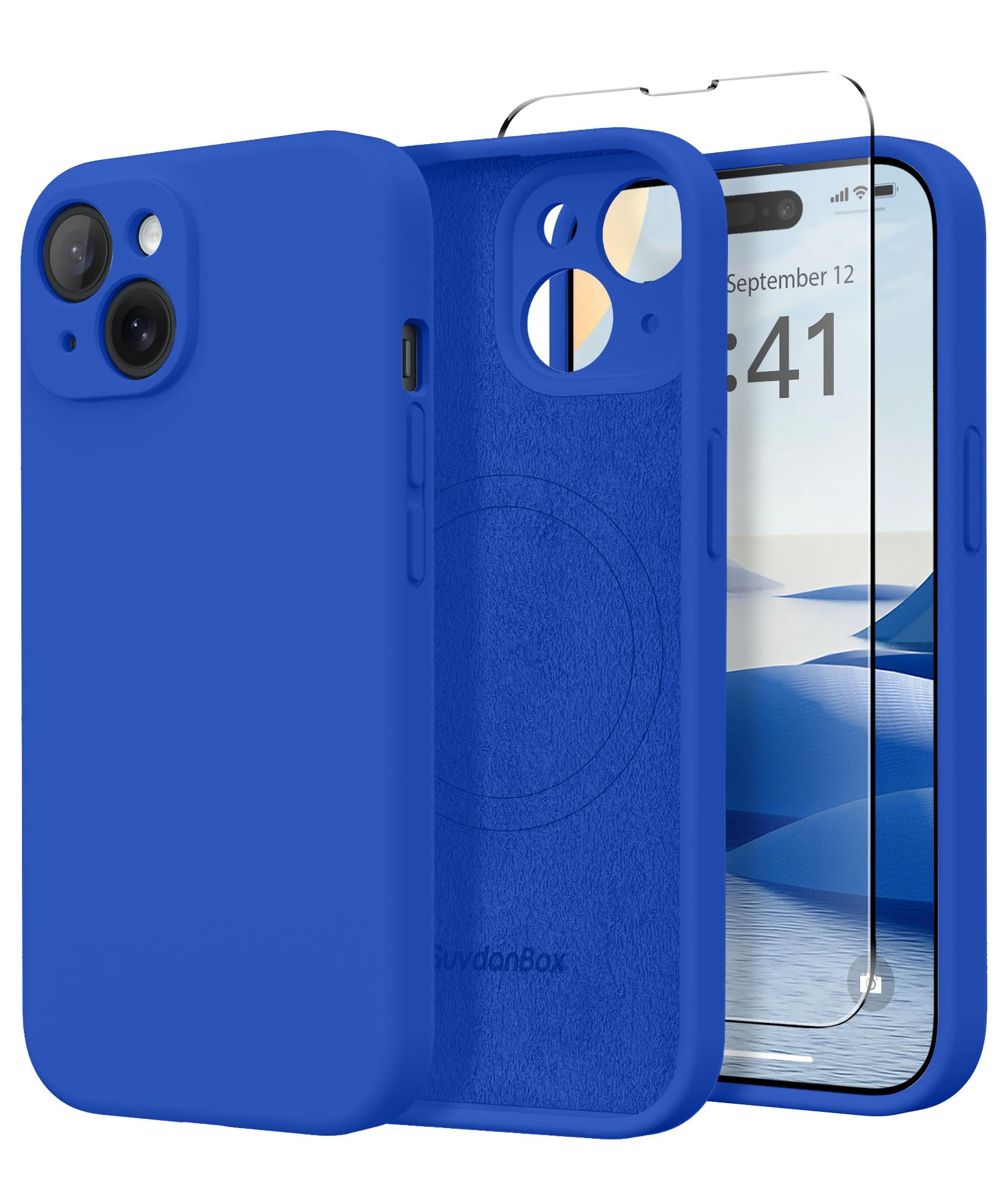 Magnetic for iPhone 15 Plus Case Silicone Klein Blue
