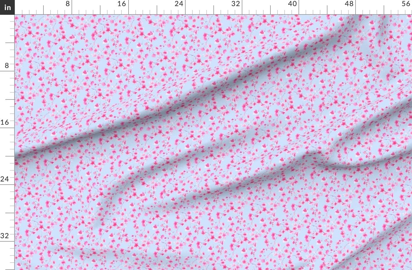 Spoonflower Fabric - Cherry Blossom Periwinkle Watercolor Flowers Floral Pink Purple Printed on Polartec(R) Fleece Fabric by The Yard - Sewing Blankets Loungewear and No-Sew Projects