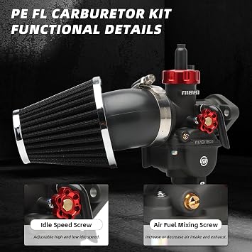 NIBBI PE17 Carburetor with 48mm Air Filters, 17mm carburetor Kit- Fit for 80cc 90cc 100cc Dirt Bike Pit Bike Apollo TaoTao Lifan Kayo SSR