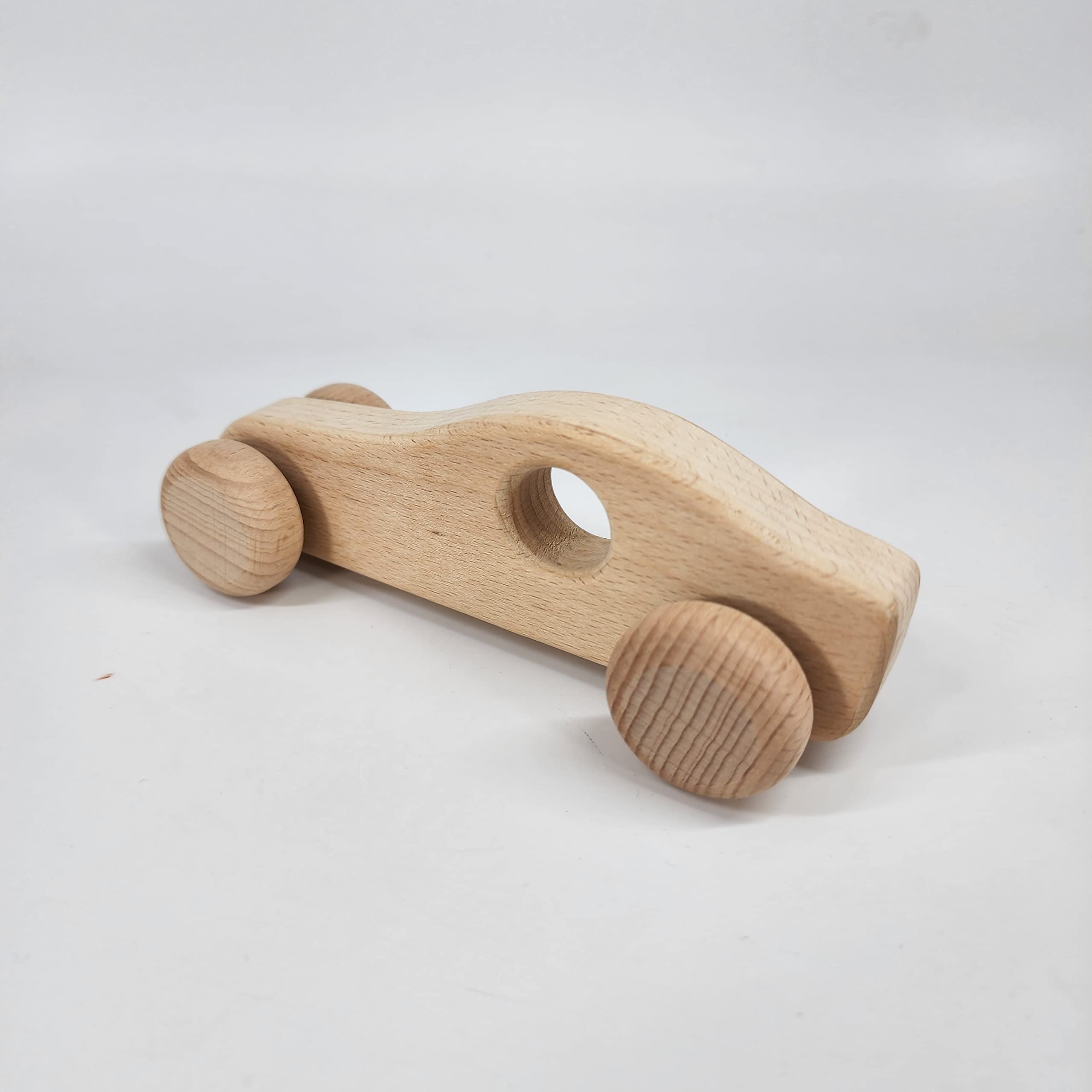L'avventura ti aspetta! - Confezione da 2 auto in legno per bambini e neonati, giocattoli da dentizione Montessori Baby sonagli