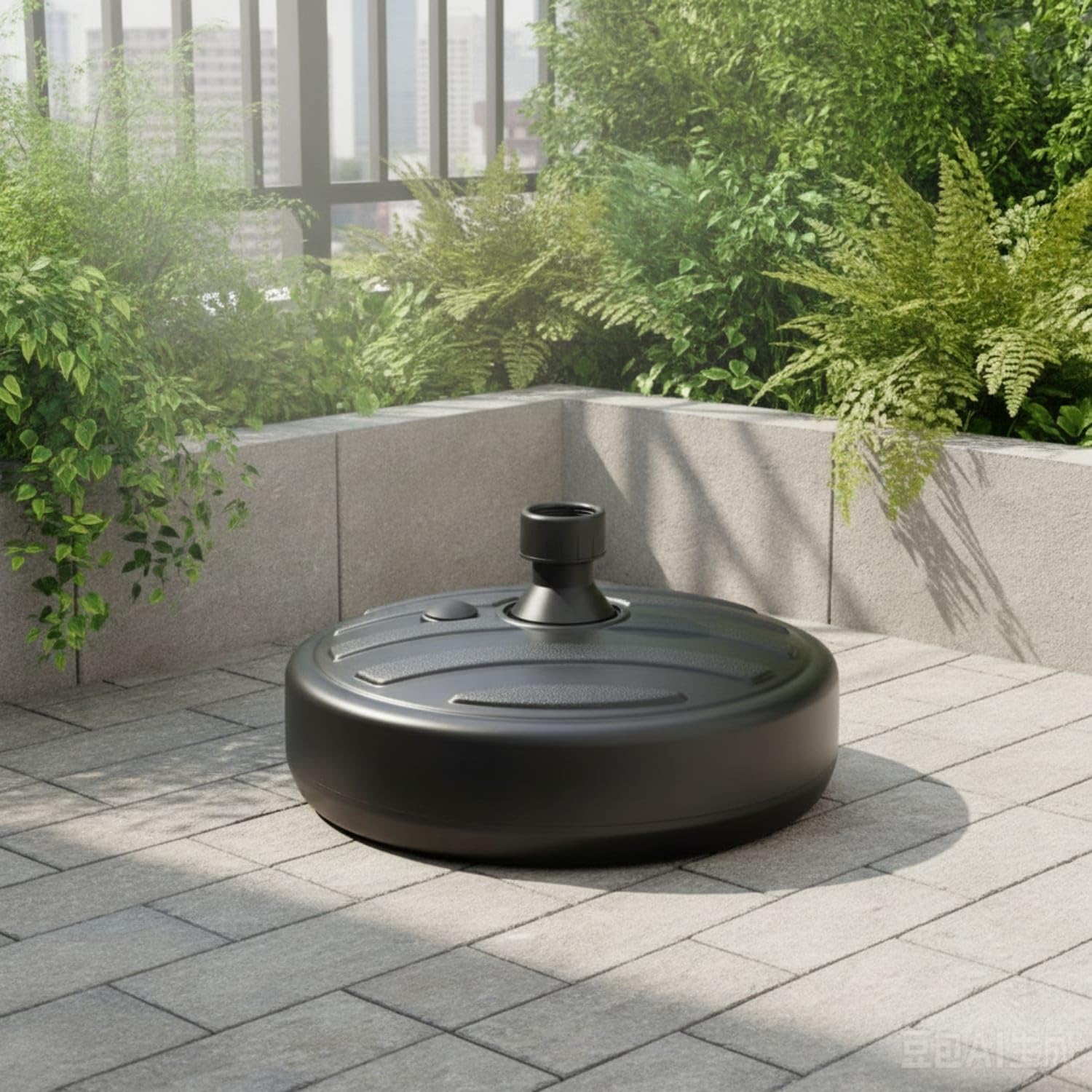 Sleek Patio Umbrella Base Outdoor Fillable Umbrella Base Heavy-Duty Weather-Resistant for Garden, Backyard, Black-image-23