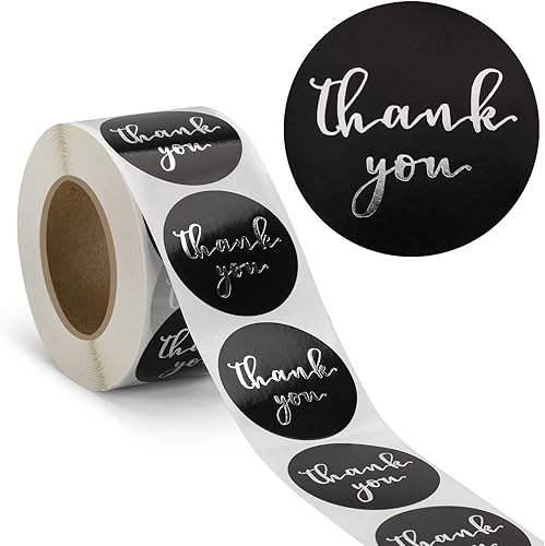 Miniatura 2 de 1.5" Thank You Labels - Round Stickers for Small Business, 500 Labels Per Roll