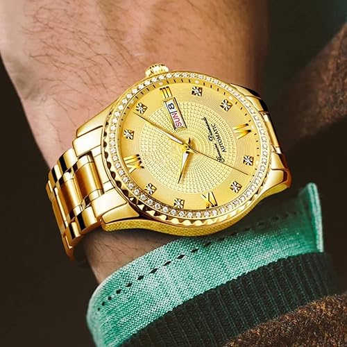 Miniatura 6 de Relojes automáticos de cuerda automática para parejas, calendario, fecha, acero inoxidable de lujo, para hombres y mujeres, par de relojes para él y