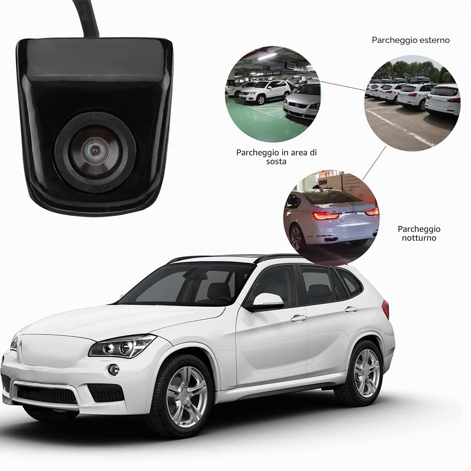 KIMISS 12V DC per parcheggio retromarcia, monitor automatico con obiettivo grandangolare ad alta definizione 170 °, visione notturna buona, impermeabile a tenuta stagna (nero)