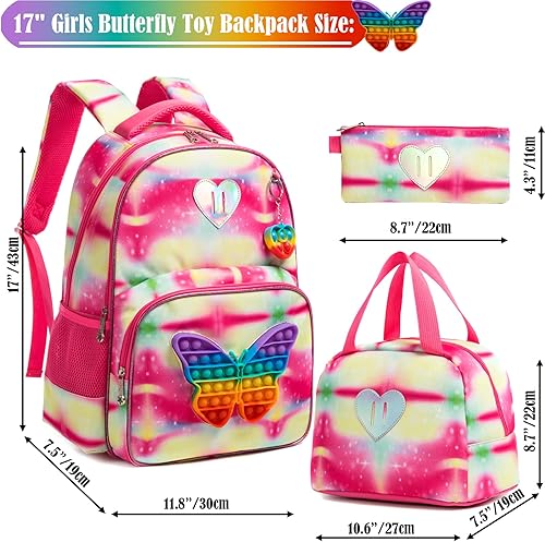 Miniatura 2 de Mochila antiestrÃ©s para niÃ±as con burbujas para presionar y reventar, para niÃ±as, Sombrero., 17"