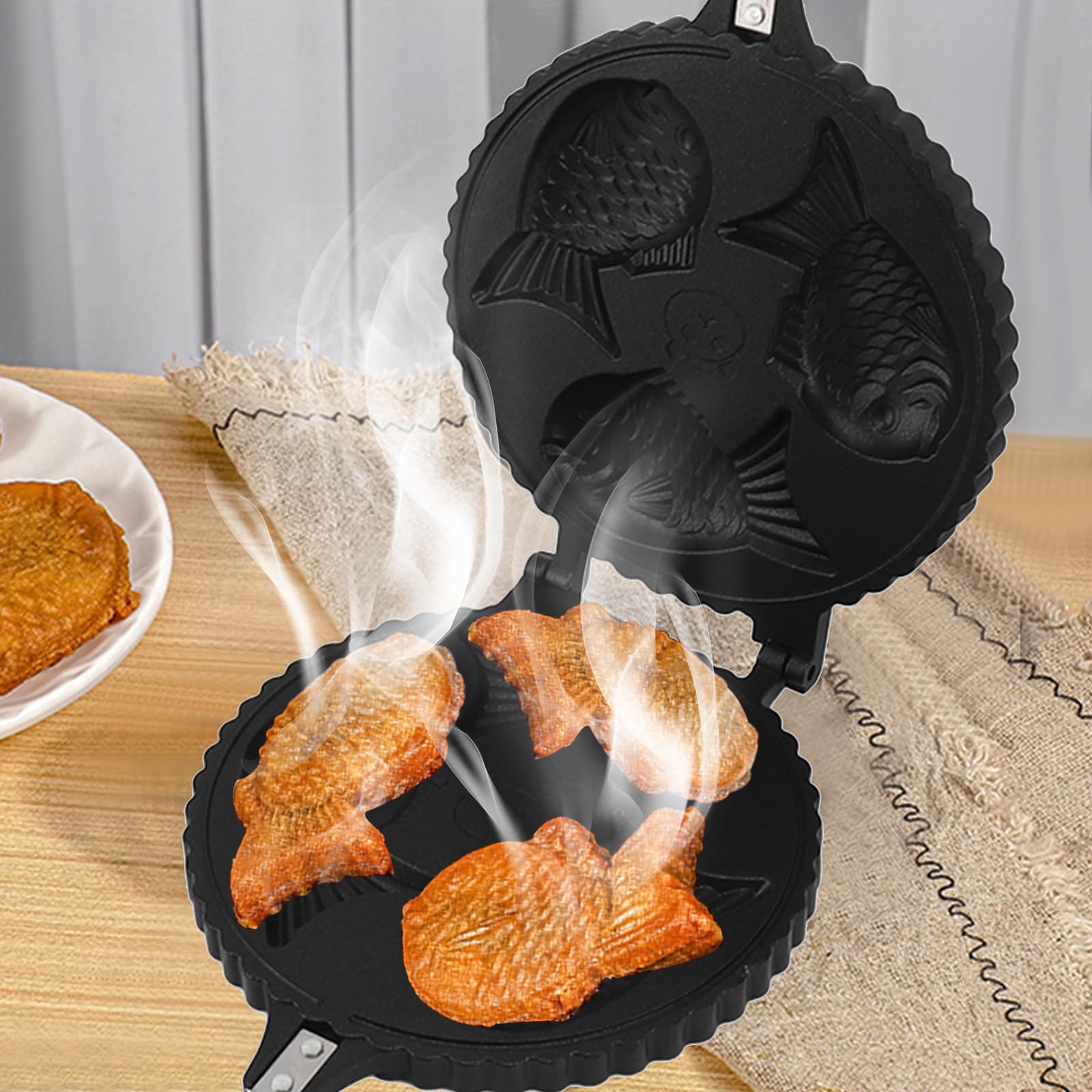 Ejoyous Waffle Iron Pan, 4 Moulds Fish Cake Maker Non-Stick Baking - View #11