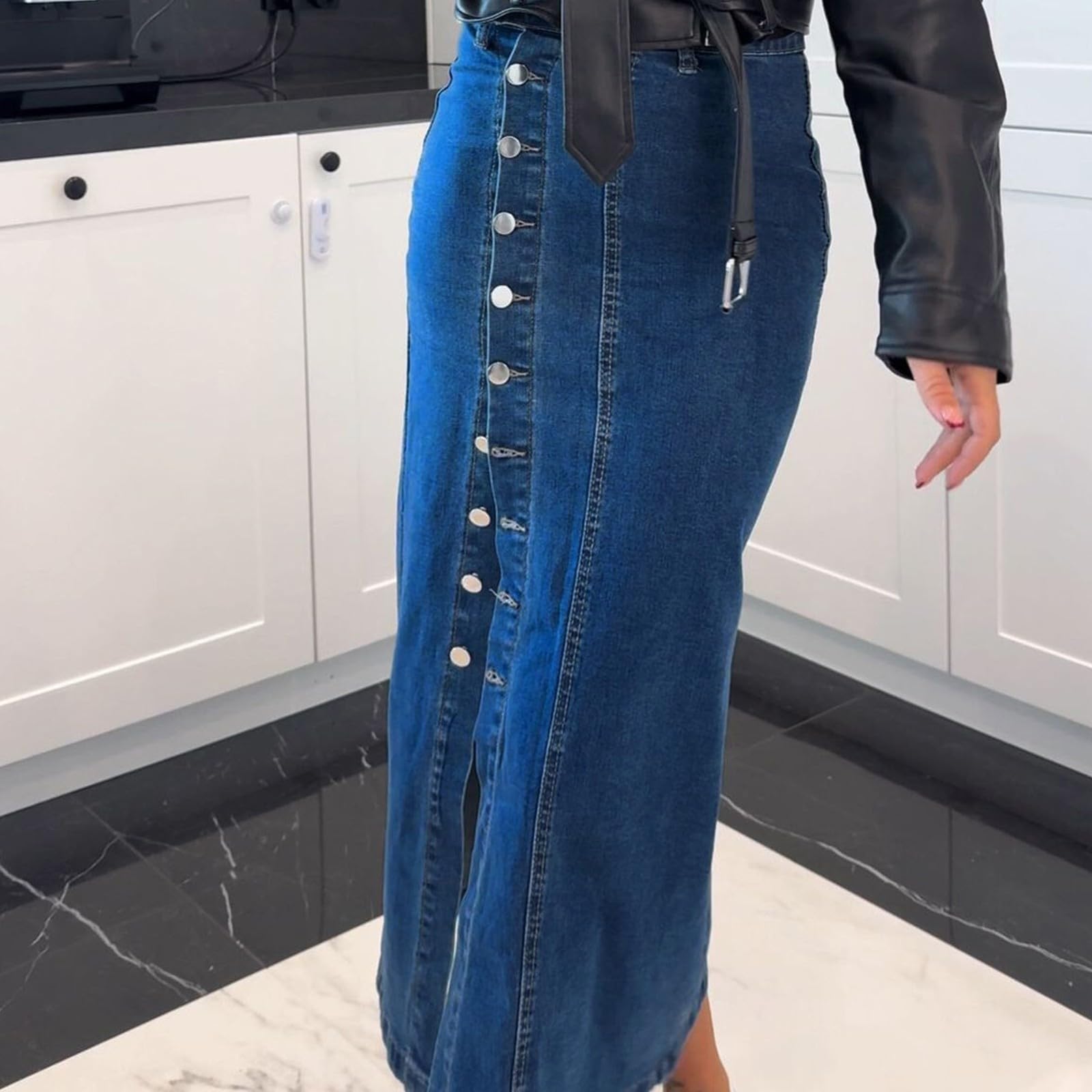 Générique Jupe Taille Haute Femme Décontractée Midi Plissée Évasée Vacances Mode Élégante Chic Confortable A187