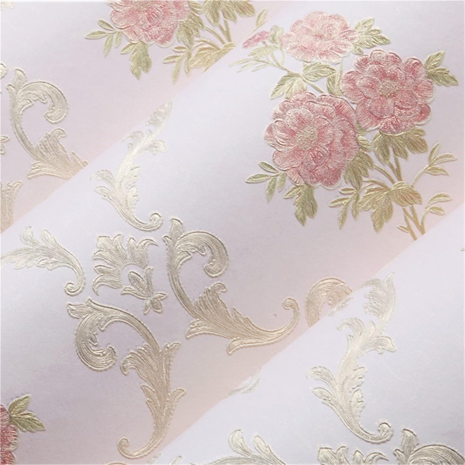Wallpaper Self-Adhesive 3D Non-Woven Fabric Wallpaper Bedroom Home Living Room TV Background Renovation Wall Sticker Обои for Living Room(Pink,10m(Width 53cm))