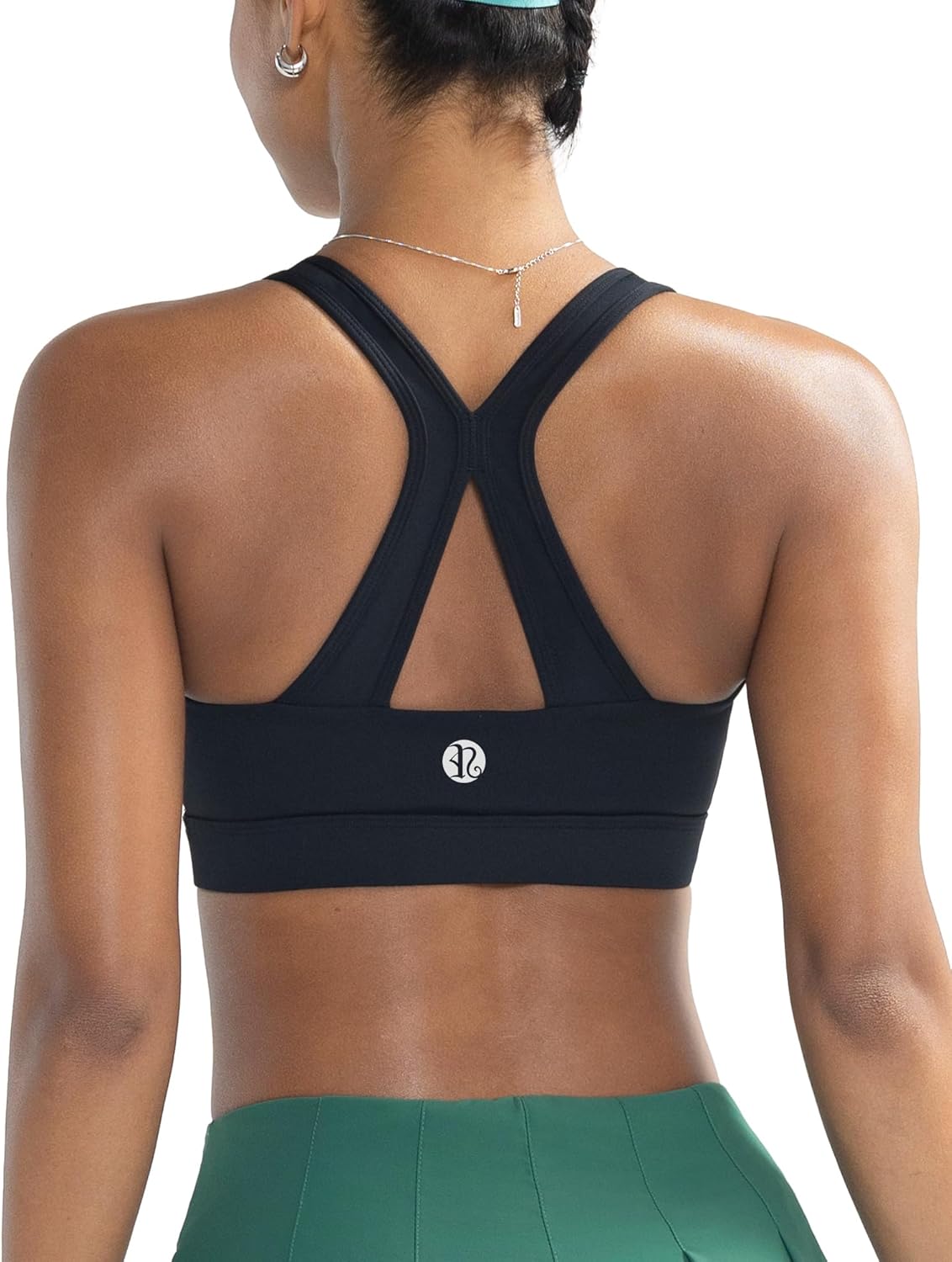 RUNNING GIRL Sports Bras for Women High Support, V Neck Molded Cup High Impact Sports Bra with Sewn in Pads