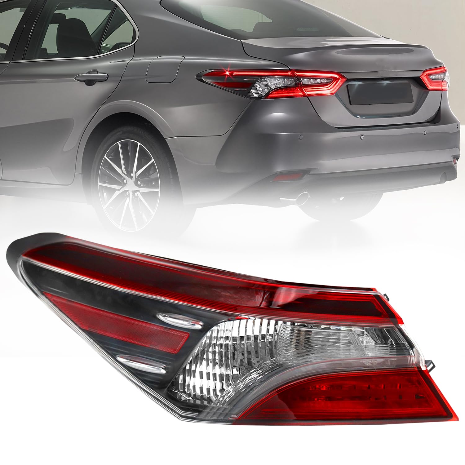 LEAVAN Left outer Tail Light Fit for 2021 2022 2023 Toyota Camry LE/SE/TRD, Halogen Tail Lamp Assembly Replacement (Driver Side)