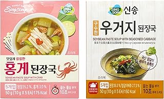 Korean Instant Cabbage & Red Crab Soybean Freeze-Dried Soup 10 packs (Cabbage Block 5 Pack + Red Crab Block 5 Pack) 3.53 oz (100g)