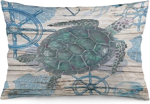 Throw Pillow Case Cushion Cover Blue Octopus Pillowcases 20x30 Sea Turtle Cojines Decorativos para Sala Hotel Cafe Car Sofa Zippered Pillow Case