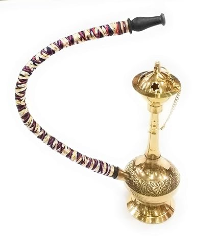 Amar lifestyle and accessories. Metal Rajasthani Mini Hukkah, 15 x 4.5 cms, Gold