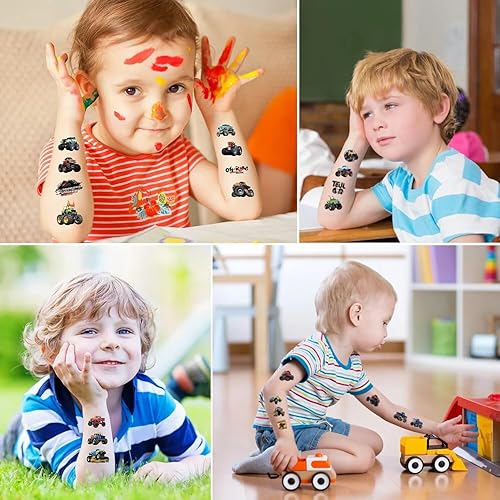 Miniatura 6 de 10 hojas de tatuajes de camión monstruo, tatuajes temporales de camiones monstruos para niños, recuerdos de fiesta de camiones monstruos,