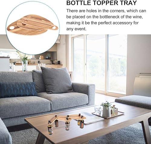 Miniatura 6 de Hemoton Juego de 3 bandejas rectangulares de madera para servir con tapa para botella de vino, platos de queso y bandeja de joyería