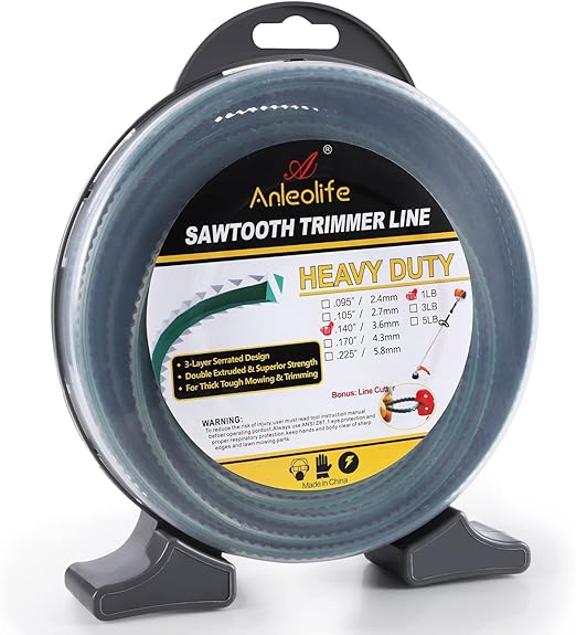 A Anleolife 1-Pound Heavy Duty Sawtooth 140-mil-by-108-ft Dual Core String Serrated Trimmer Line Donut,with Bonus Line Cutter